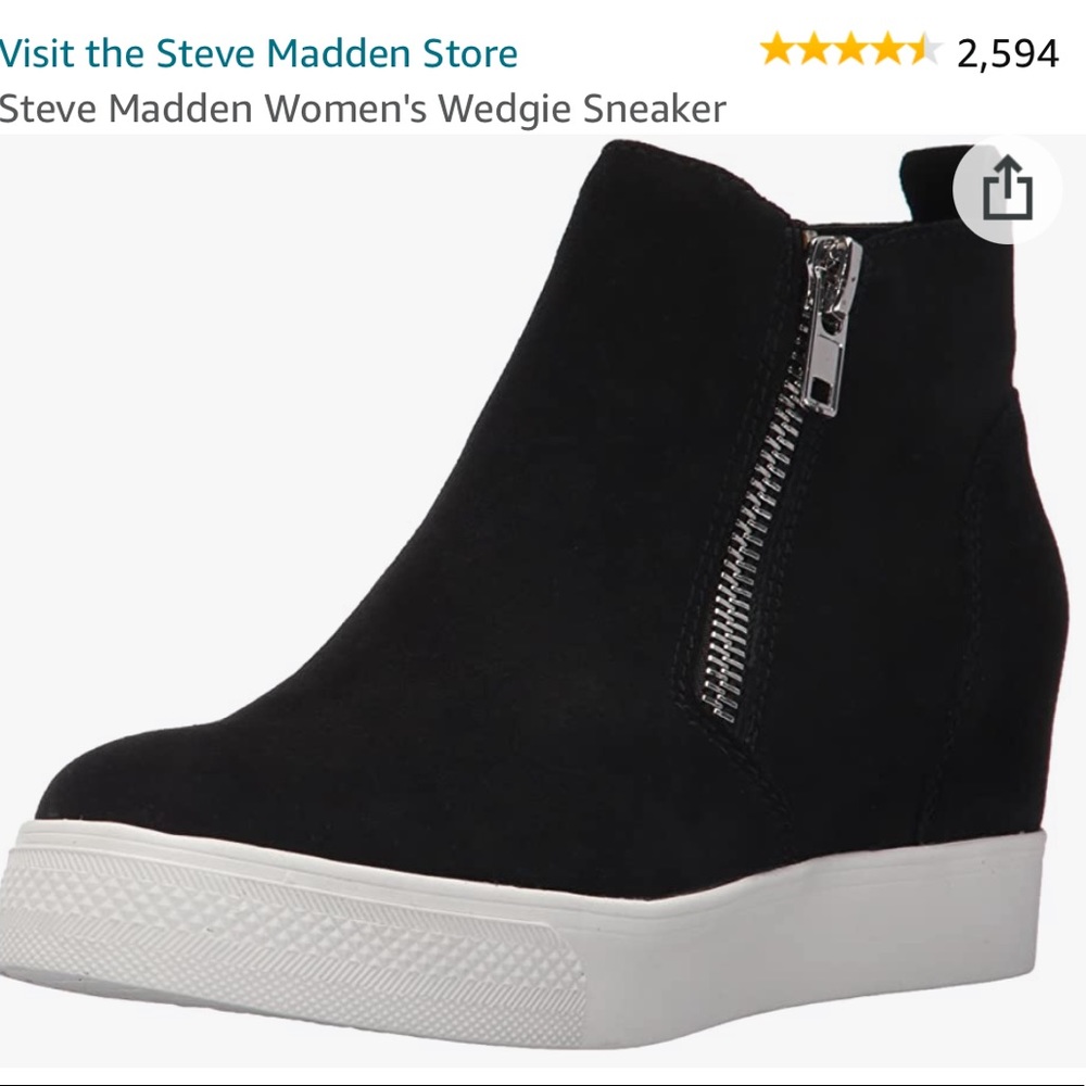 Steve Madden Women's Wedgie Sneaker, Black Suede